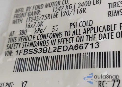 2014 Ford E-350 Super Duty Xlt z USA, uszkodzony, nr VIN 1FBSS3BL2EDA66713